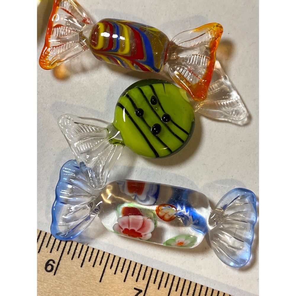 Vintage Murano Style Art Glass Candy Lot 20 Pieces Assorted Colors Swirl Stripes - Picture 2 of 7